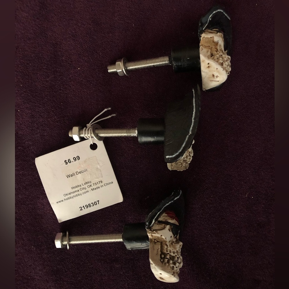 Pirate Skull Knobs Handles Pulls - Black And Red - image 3